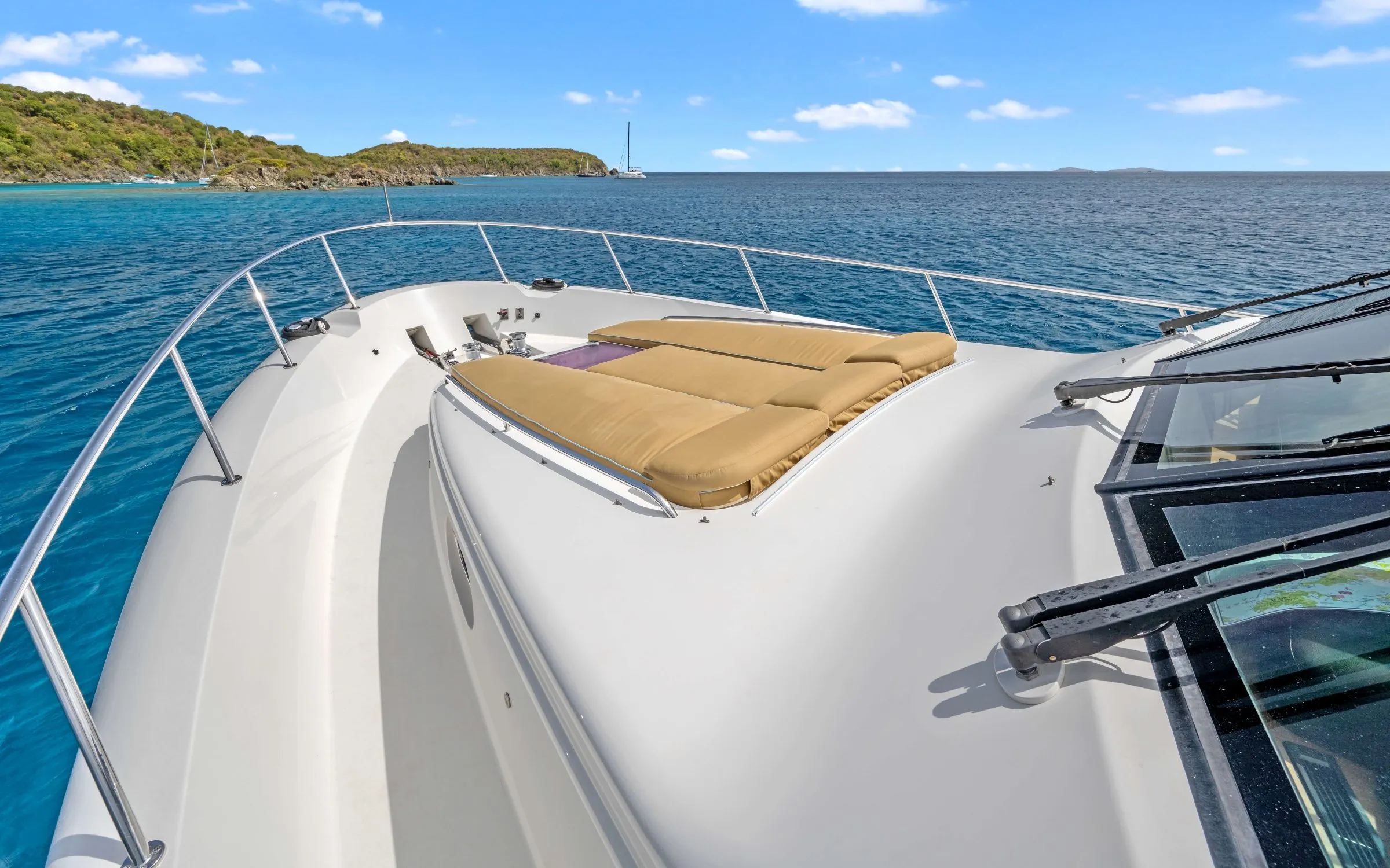 Bow sunpad, port side