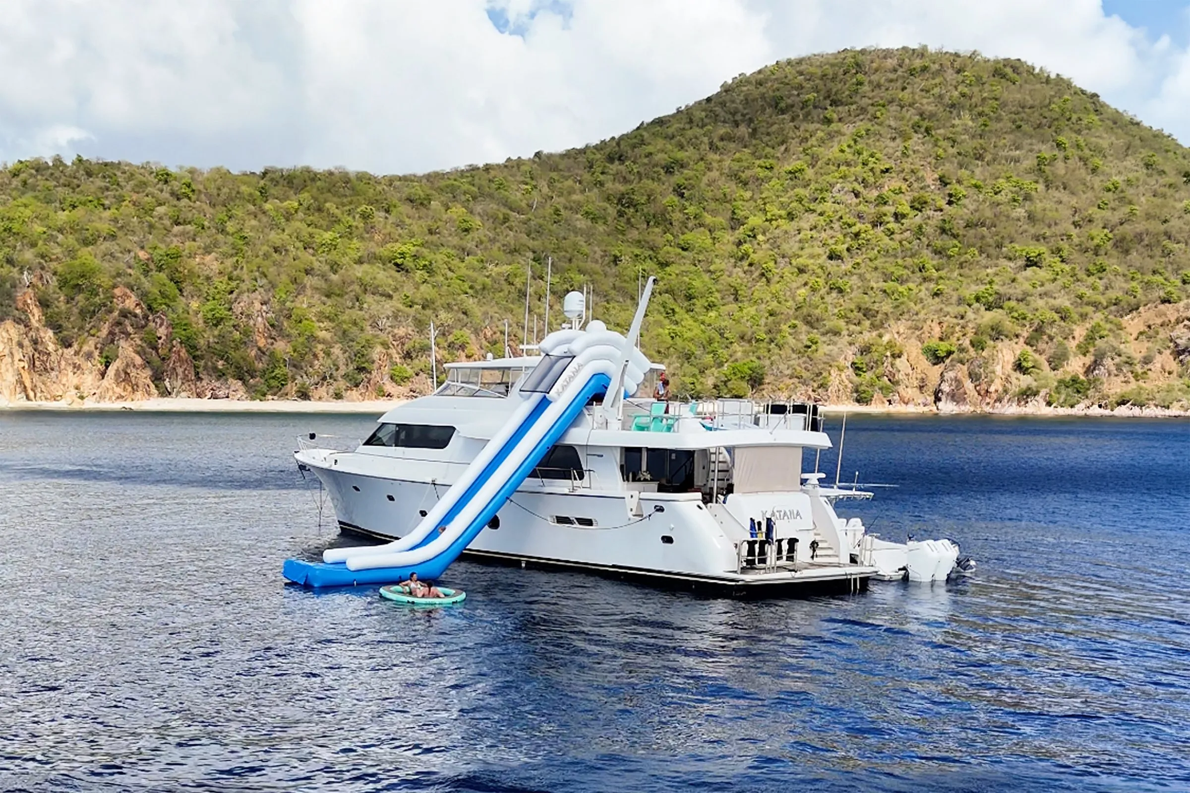At anchor with the inflatable slide